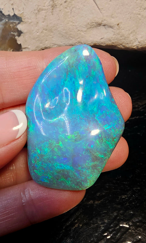 Large Free-Form 93.01ct Solid Black Opal Gemstone 001 Global Opals